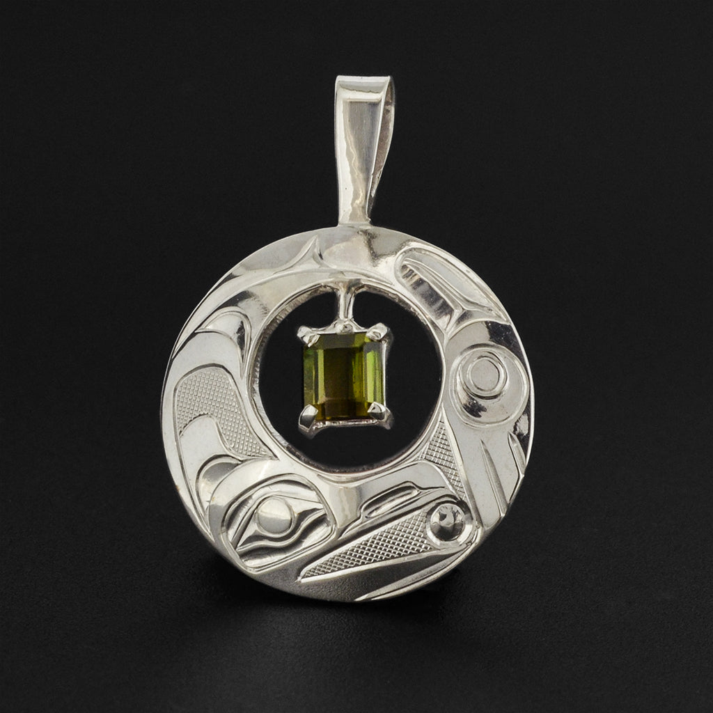 Raven and Light - Silver Pendant with Tourmaline