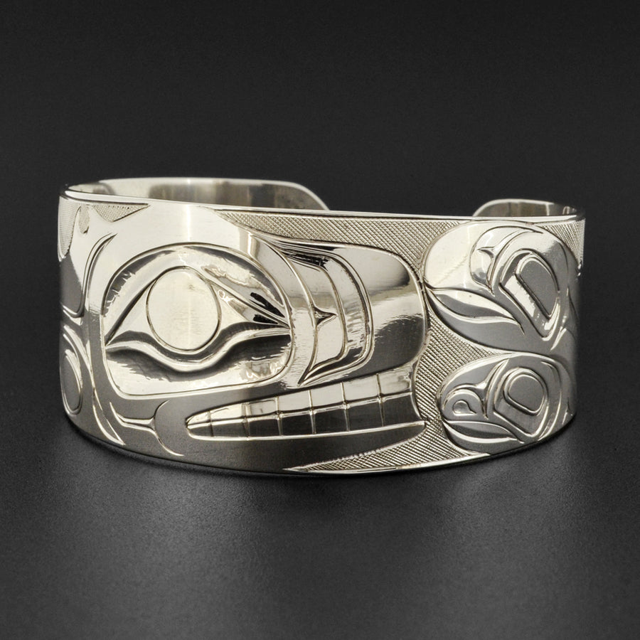 Killerwhale and Salmon - Silver Bracelet