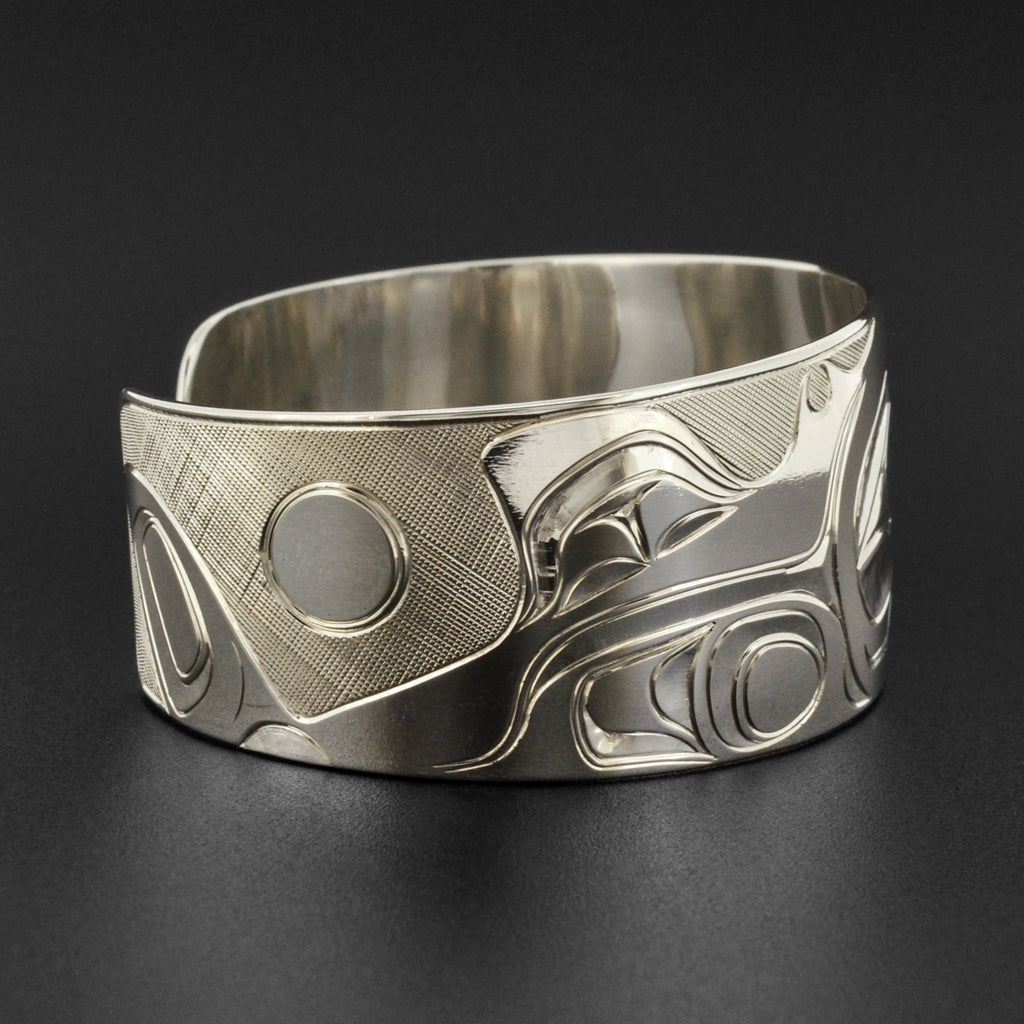 Killerwhale and Salmon - Silver Bracelet