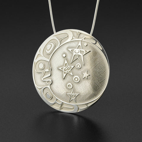 Moon and Stars - Silver Pendant