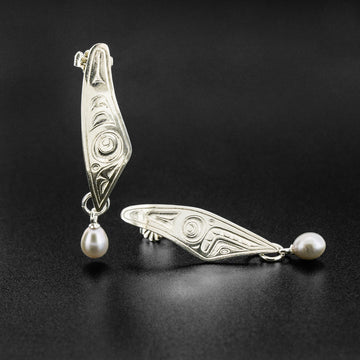 Mouse Woman - Silver Earrings with Pearl