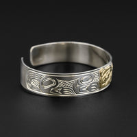 Wolf - Silver Bracelet with 14k Gold