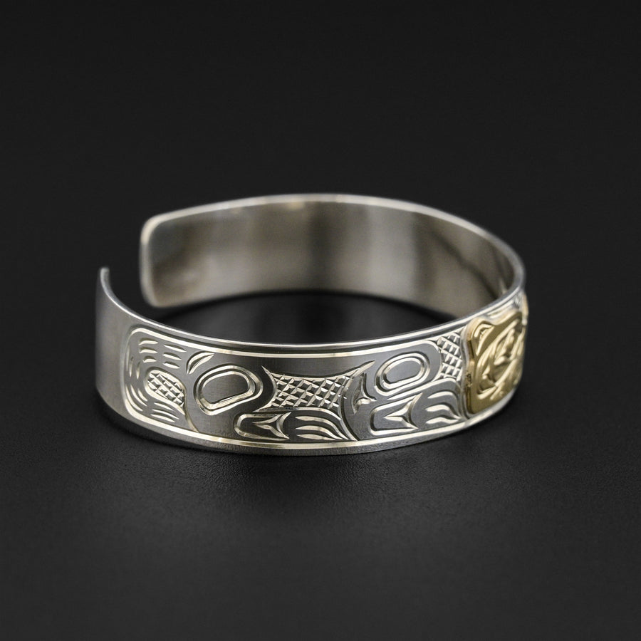 Wolf - Silver Bracelet with 14k Gold