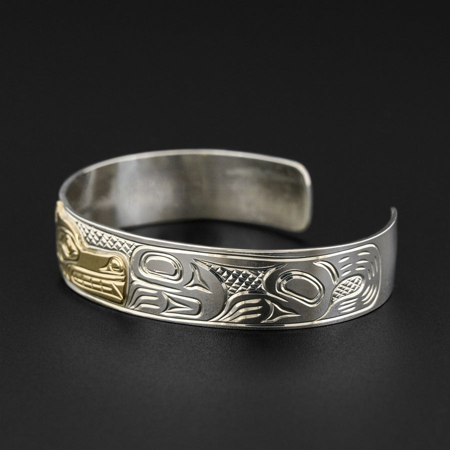 Wolf - Silver Bracelet with 14k Gold