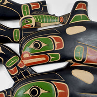 Orcas, Seals and Salmon - Yellow Cedar Panel