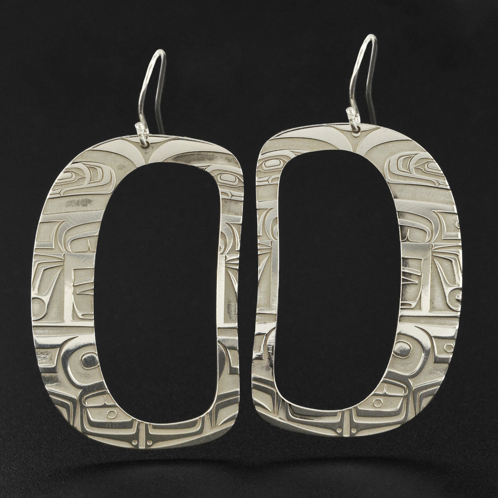 Abstract Ovoid - Silver Earrings