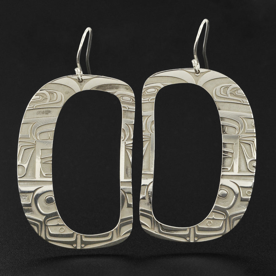 Abstract Ovoid - Silver Earrings