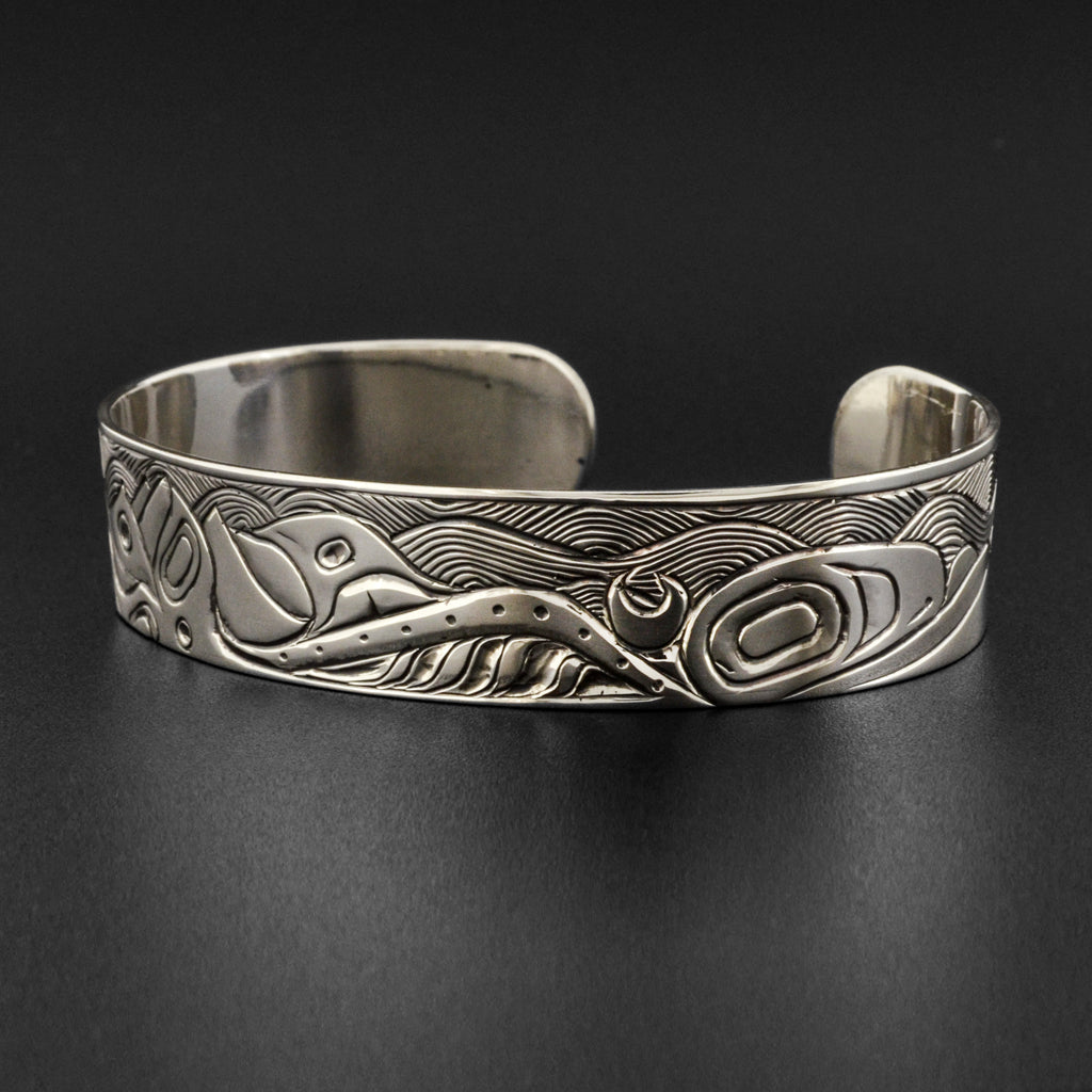 Orca and Waves - Silver Bracelet