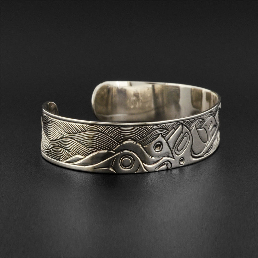 Orca and Waves - Silver Bracelet