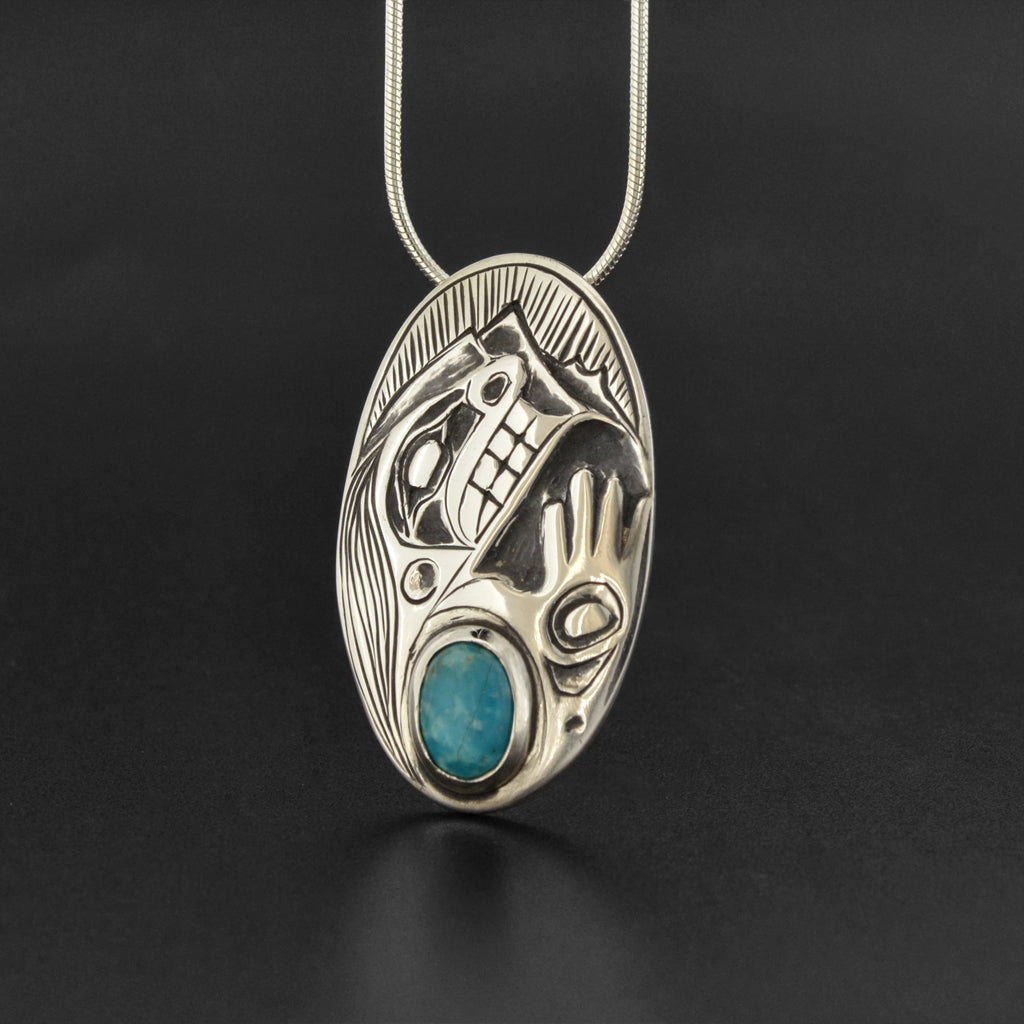 Human - Silver Pendant with Turquoise