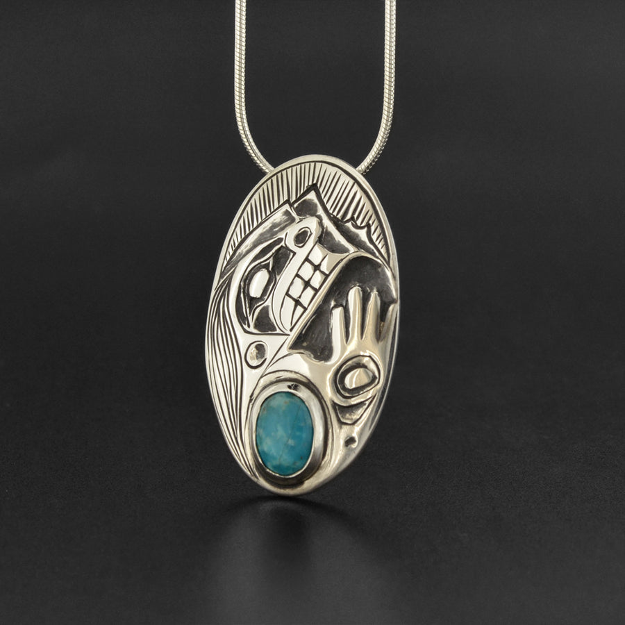 Human - Silver Pendant with Turquoise