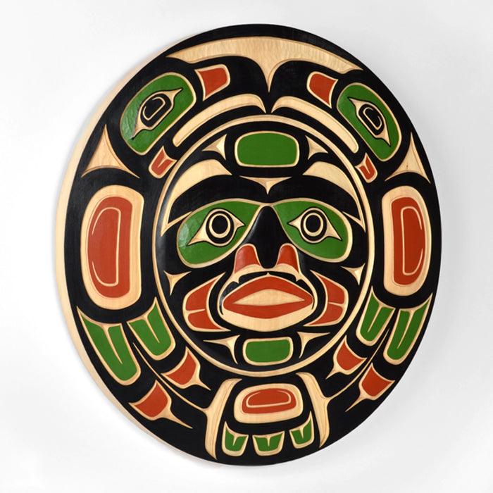 Eagles and Moon - Yellow Cedar Panel