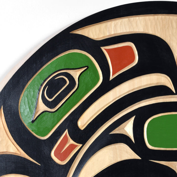 Eagles and Moon - Yellow Cedar Panel