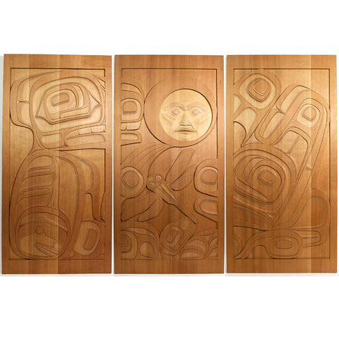 Bear, Frog, Moon - Red Cedar Panels