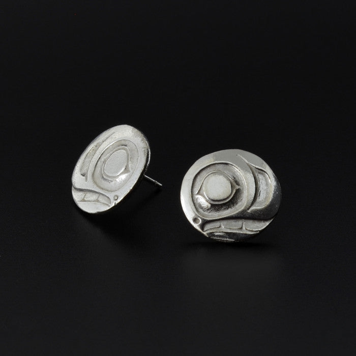 Salmon-Trouthead - Silver Stud Earrings