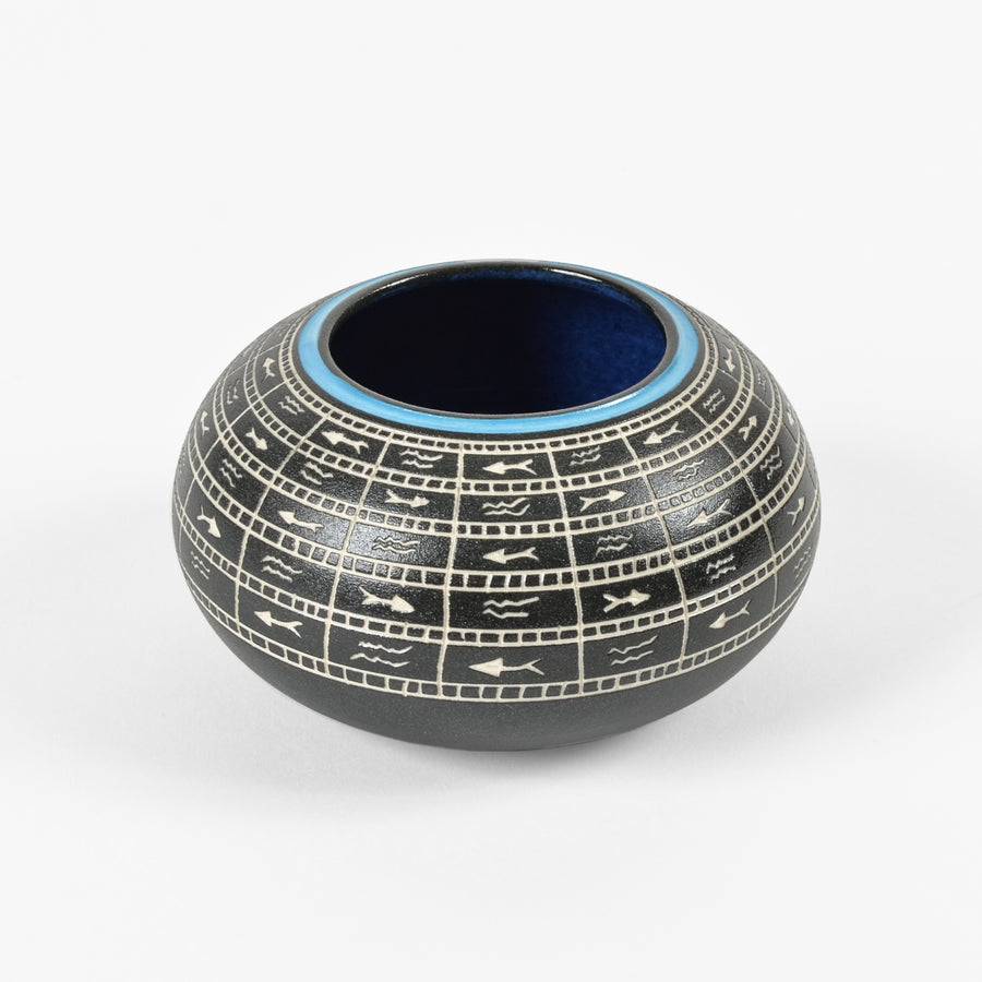 Fishing - Hand Carved Ceramic Bowl