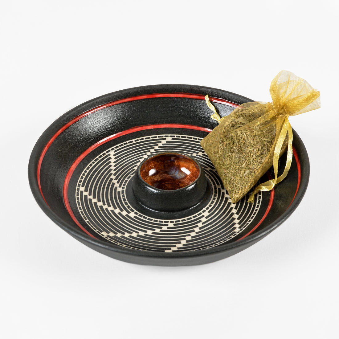 Weaving - Hand Carved Ceramic Smudge Bowl