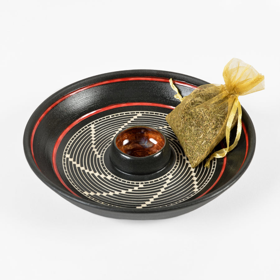 Weaving - Hand Carved Ceramic Smudge Bowl