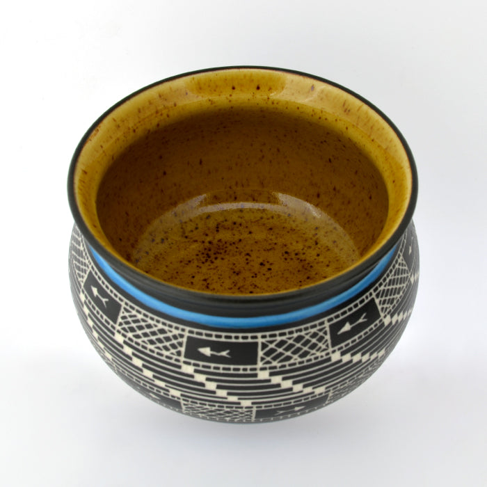 Dip Net Fishing - Hand Carved Ceramic Bowl