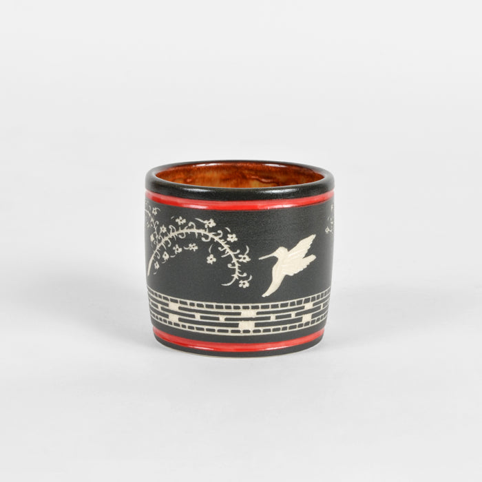 Hummingbird - Hand Carved Ceramic Vase