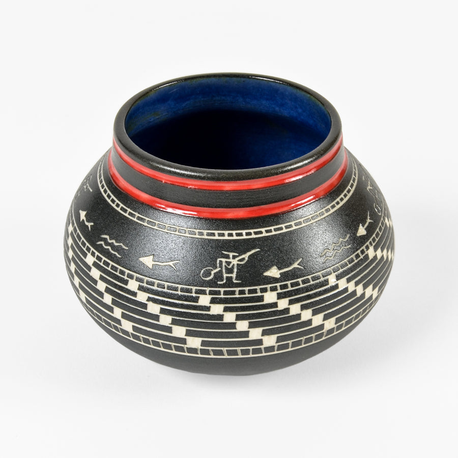 Fishing Net - Hand Carved Ceramic Vase