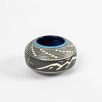 Thunderbird and Mountains - Hand Carved Ceramic Pottery