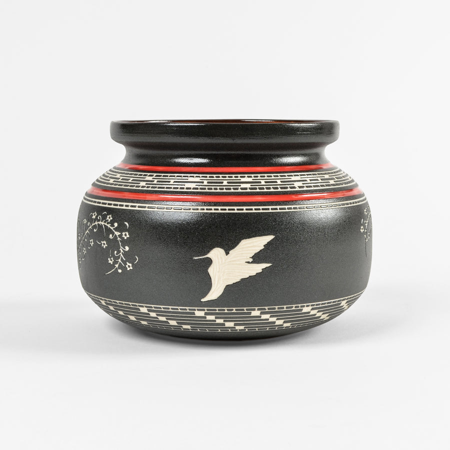Hummingbird - Hand Carved Ceramic Vessel
