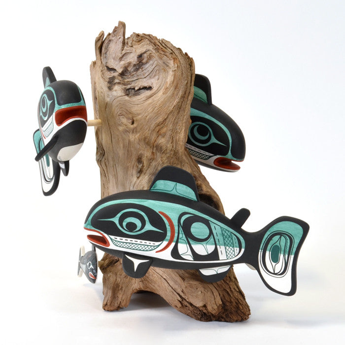 School of Salmon - Red Cedar and Reclaimed Driftwood