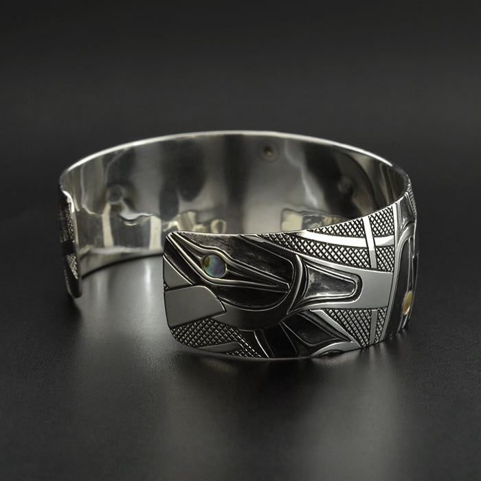 Ravens - Silver Bracelet with Abalone Inlays