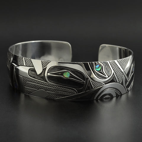 Ravens - Silver Bracelet with Abalone Inlays