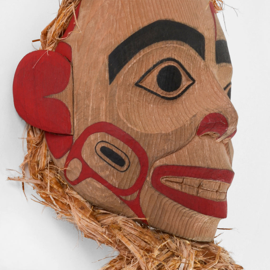 Haida Portrait Mask - Red Cedar with Bark