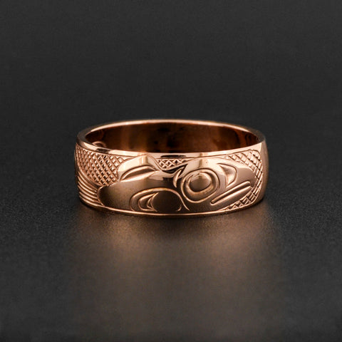 Killerwhale and Salmon - 14k Rose Gold Ring