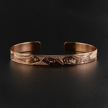 Killerwhale Chasing Salmon - 14k Rose Gold Bracelet