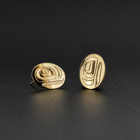 Salmon - 14k Gold Stud Earrings