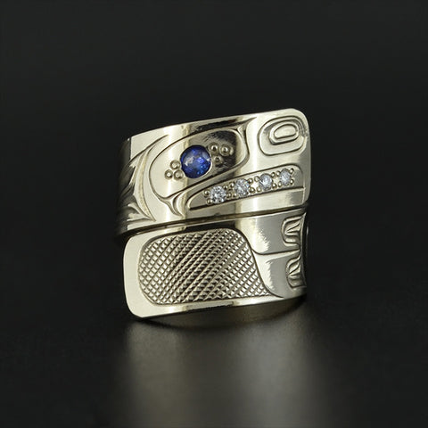Eagle - 14k Ring with Diamonds and Tourmaline