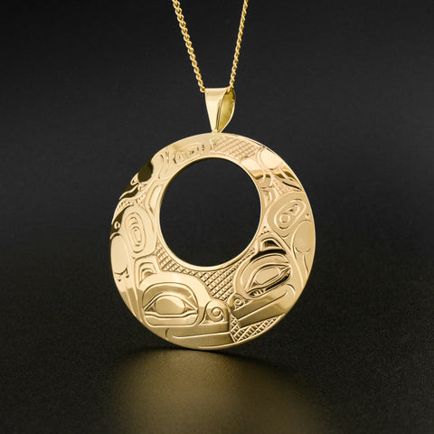 Mother Bear and Cub - 14k Gold Pendant