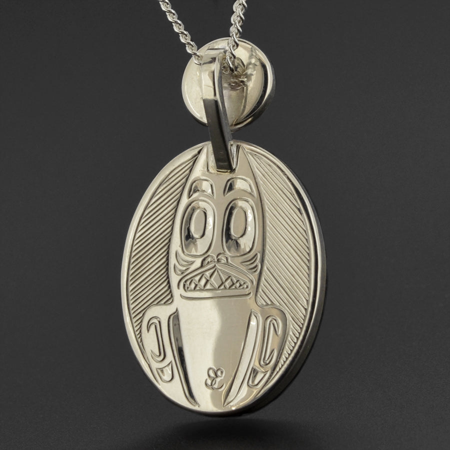 Dogfish - Silver Pendant with Argillite and Mother of Pearl