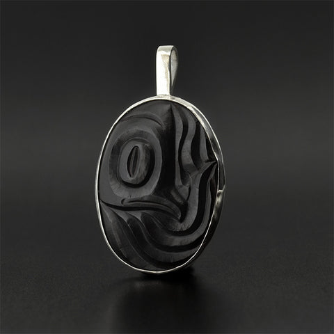 Devilfish - Argillite Pendant with Silver Bezel