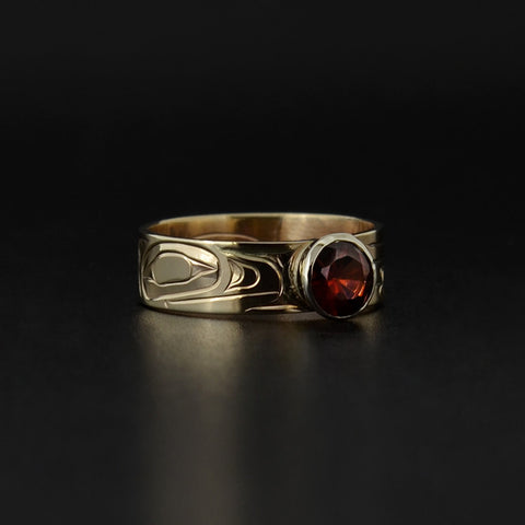 Raven - 14k Gold Ring with Garnet