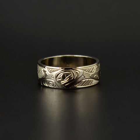 Orca and Salmon - 14k Gold Ring