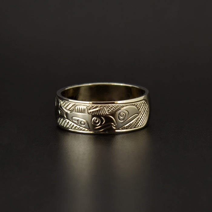 Orca and Salmon - 14k Gold Ring
