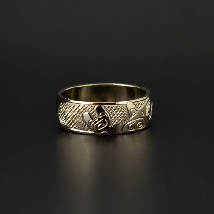 Orca and Salmon - 14k Gold Ring