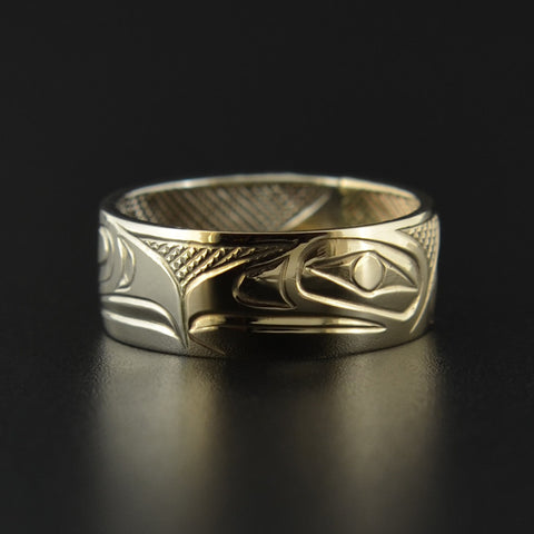 Raven and Eagle - 14k Gold Ring