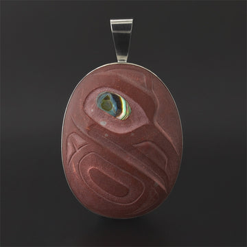 Raven - Catlinite Pendant with Abalone