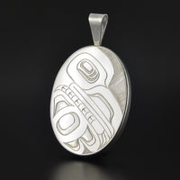 Raven - Argillite Pendant with Opal