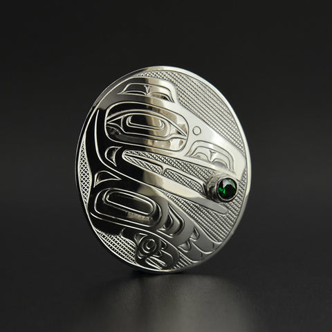 Raven and the Light - Silver Pendant with Emerald