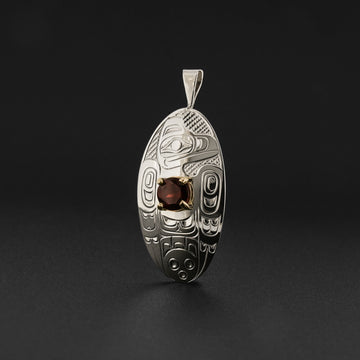Raven - Silver Pendant with 14k Gold
