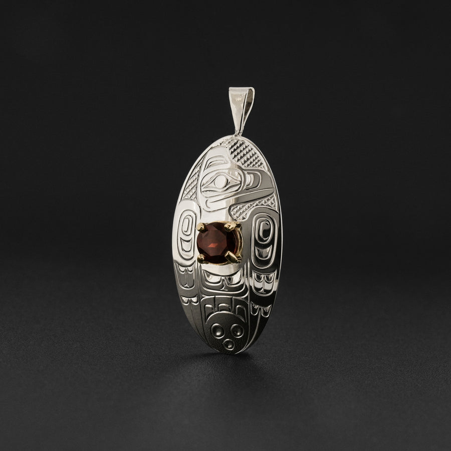 Raven - Silver Pendant with 14k Gold
