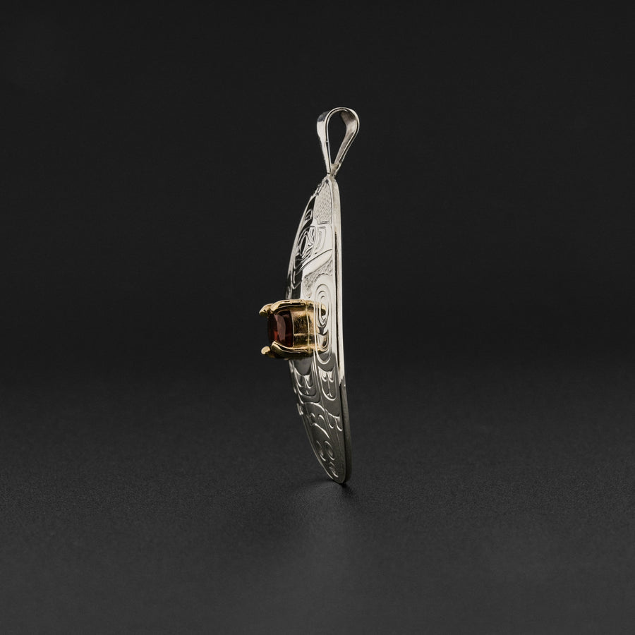 Raven - Silver Pendant with 14k Gold