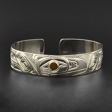 Raven - Silver Bracelet with 14k Gold